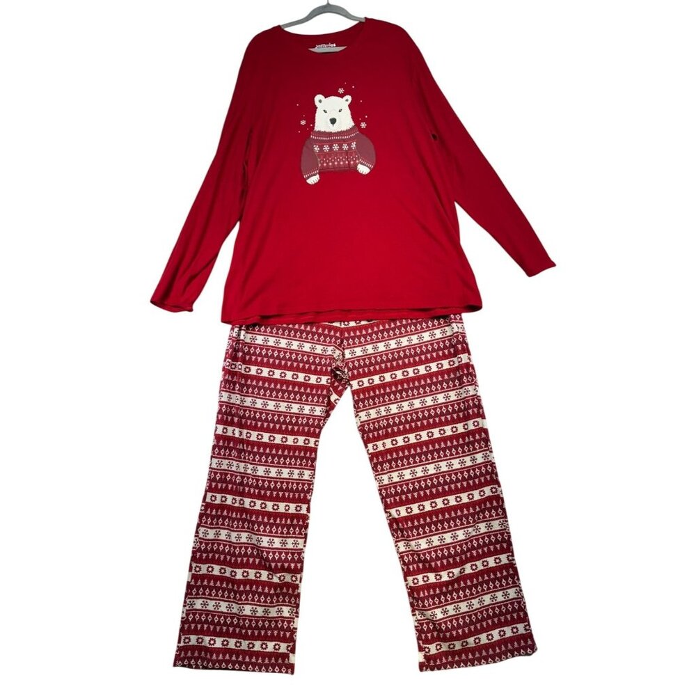 Jammies For Your Families Mens XL Polar Bear Pajama Set Red & White